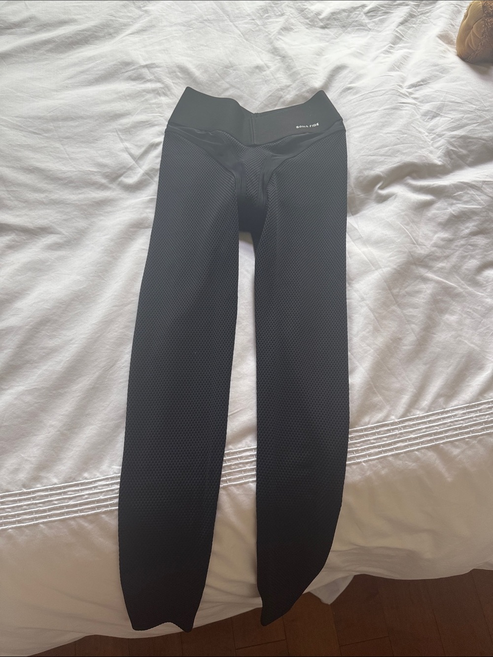 High-Waist Black Textured Leggings by